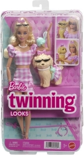Barbie suderintas dvigubas kostiumėlis su kaspinais – lėlė su šuniuku