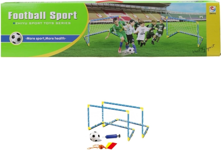 Futbolo rinkinys vaikams su dviem vartais, kamuoliu ir pompa