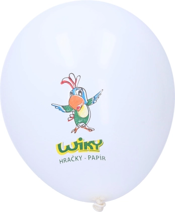 Balti pripučiami balionai su WIKY spauda 30 cm, 100 vnt.