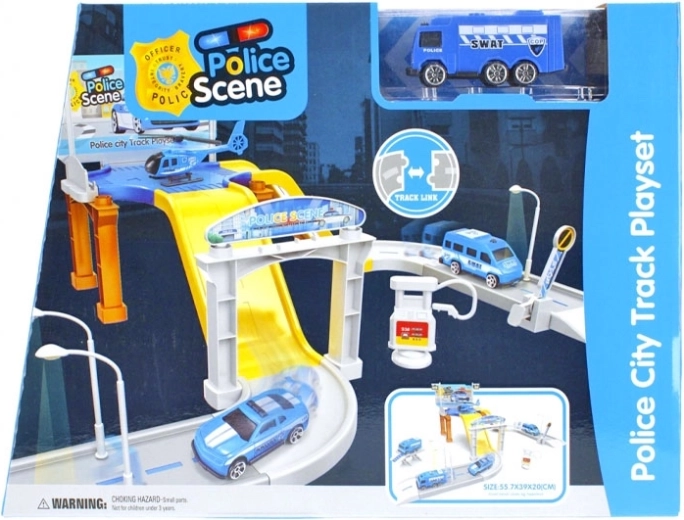 Police Car Track with Parking Lot and Accessories