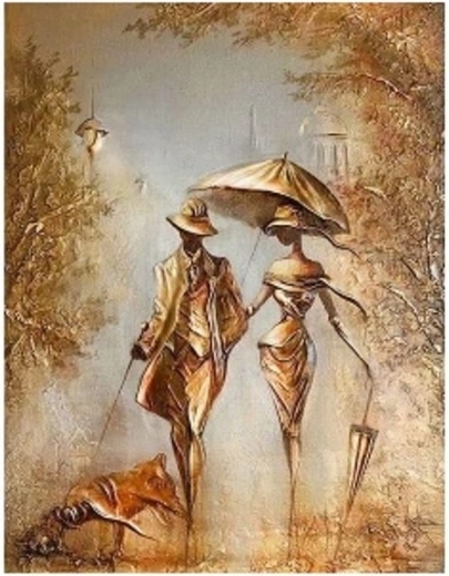 Deimantinė mozaika – pora pasivaikščiojime 30 × 40 cm