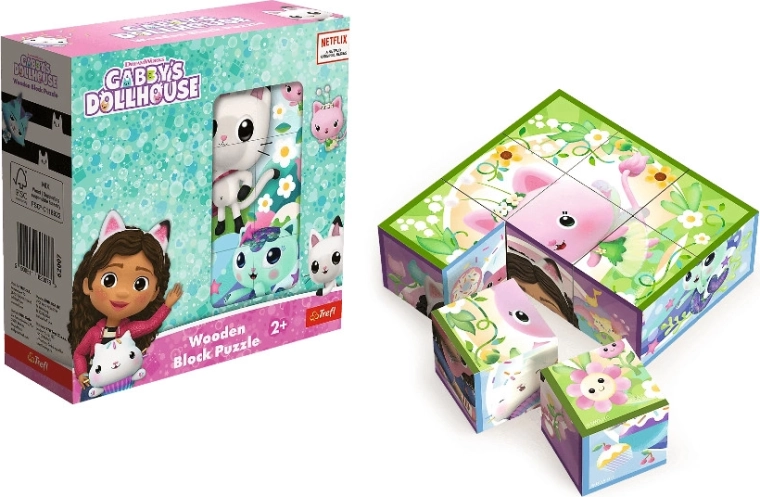 Medinė kubelių dėlionė Gabby's Dollhouse