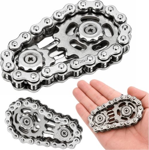 Antistresinis fidget spinneris – nerūdijančio plieno grandinėlė, sidabrinis