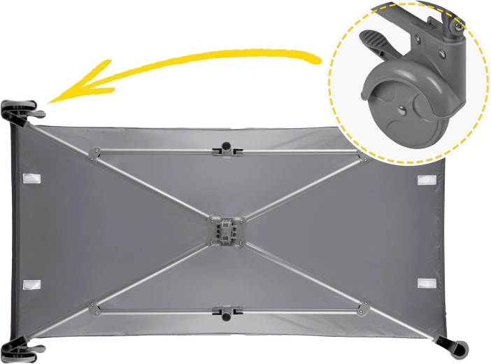 Easy movement thanks to wheels with brakes