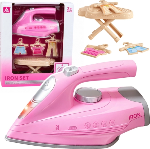 Children’s ironing set with ironing board and light-up iron with sounds and vibrations