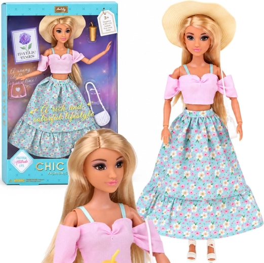 Anlily romantic doll with a floral skirt and hat