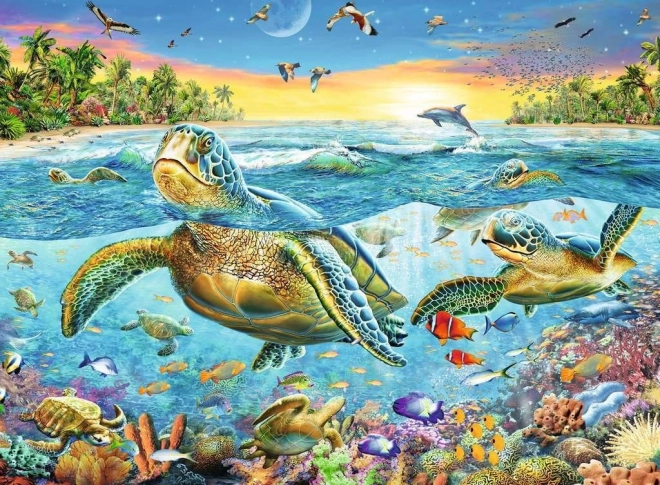 Ravensburger dėlionė „Plauk su jūrų vėžliais“ 100 dalių