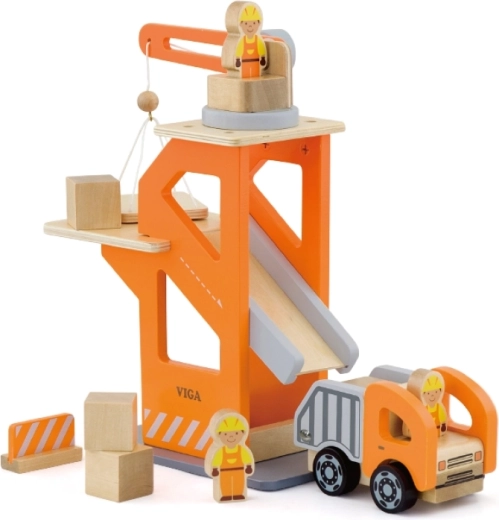 Crane and dump truck for realistic play