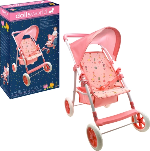 Dolls World luxury folding four-wheel doll stroller