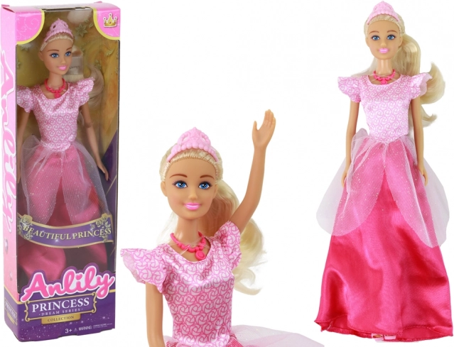 Lėlė Anlily Princesė blondinė su tiara rožinėje suknelėje