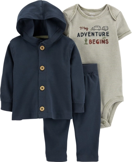 Carter's 3 dalių rinkinys naujagimiui Green Stripes