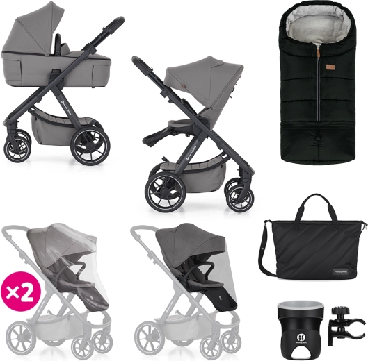 Petite&Mars Icon 2-in-1 combination stroller Dove Grey XXL RWS