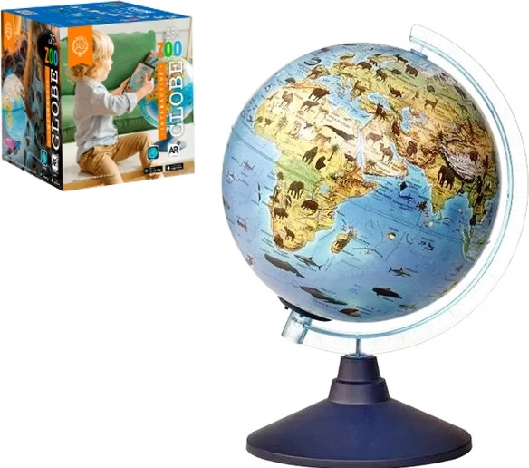 Alaysky Interactive Illuminated Globe – World Map with Animals 25 cm