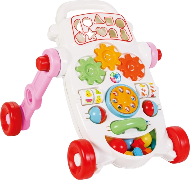 Interactive pink baby walker