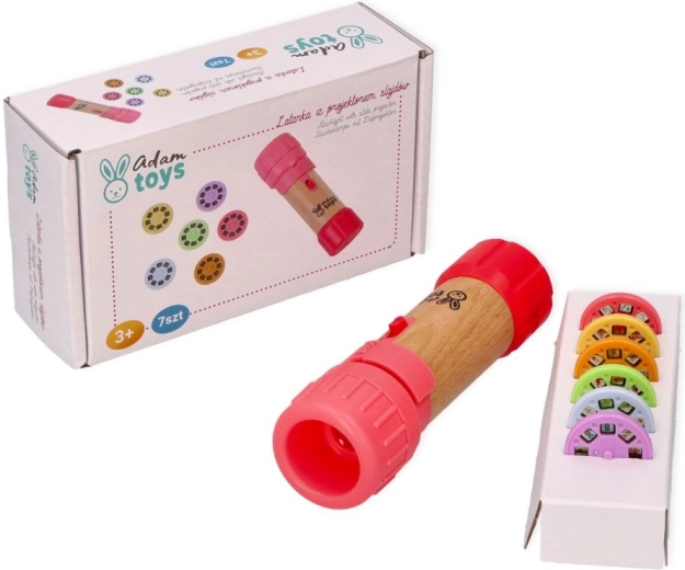 Adam Toys rožinis vaikiškas žibintuvėlis su projektoriumi