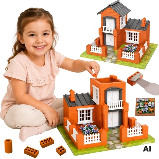 WOOPIE brick villa building set with garden, 458 pieces