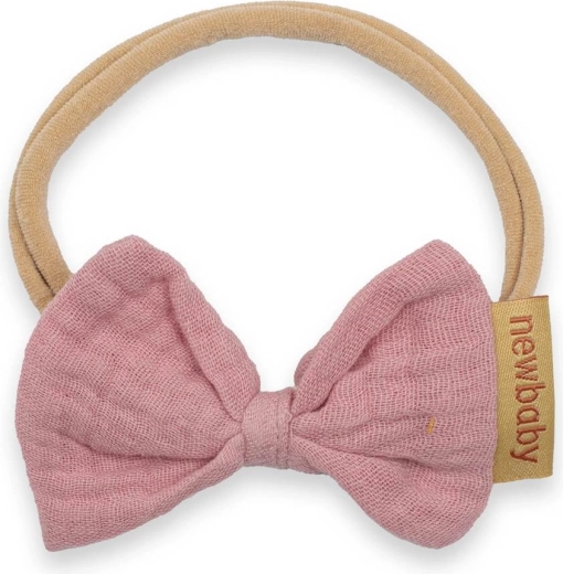 Kūdikių galvos juostelė New Baby, rožinė, muslino