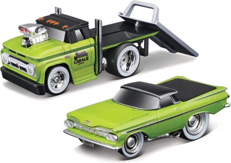 Maisto Muscle Transports 1966 Chevrolet C60 flatbed su Chevrolet El Camino 1:64