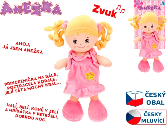 Kalbanti ir dainuojanti lėlė Anežka 36 cm – minkšta blondinukė