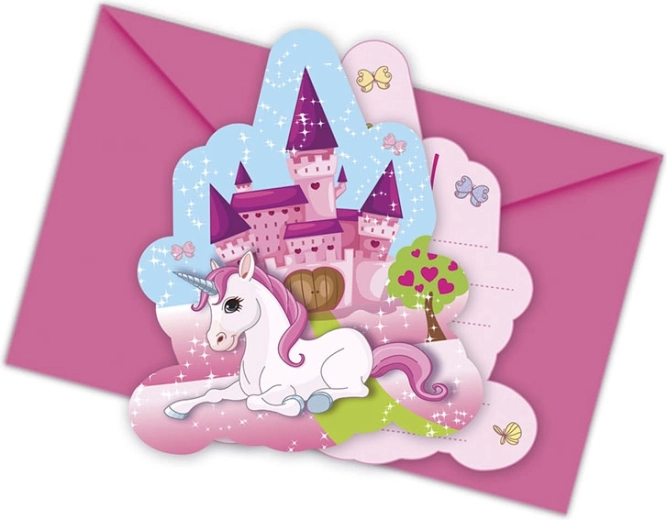 Unicorn - invitations with envelope (6 pcs)