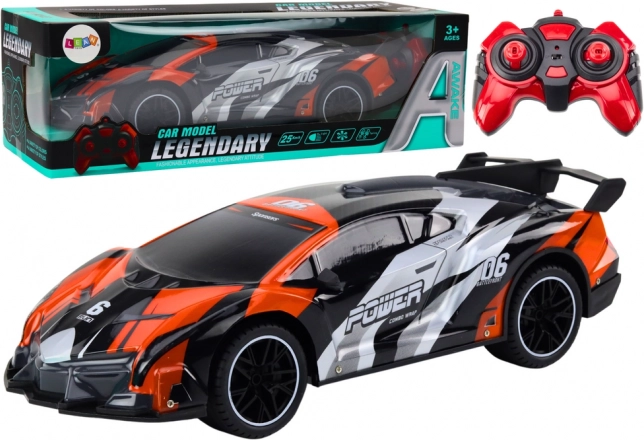 RC sports car 1:10 gray–orange up to 25 km/h