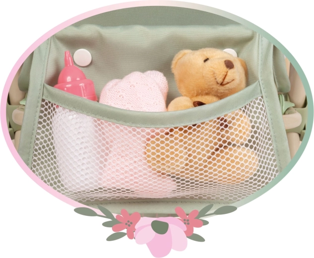 Practical storage spaces and a removable bag