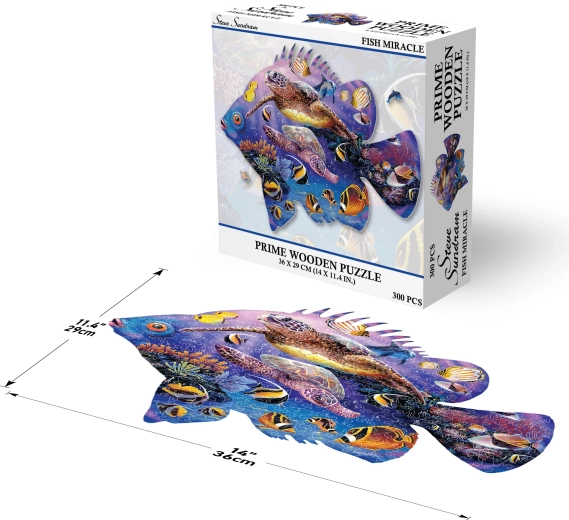 Prime 3D medinė dėlionė Žuvų stebuklas, 300 detalių