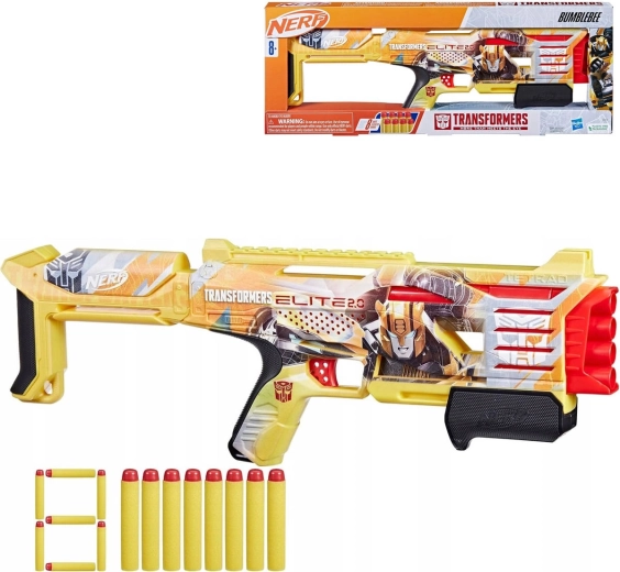 Hasbro Nerf Transformers Bumblebee blaster with 8 Elite darts