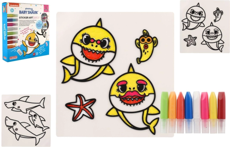 Baby Shark Window Stickers and Coloring Set with Paints