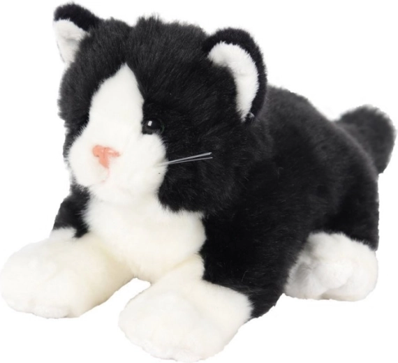 Pliušinė gulinti juoda katė 30 cm