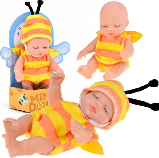 Mini baby doll in a bee costume 11 cm - 1 piece