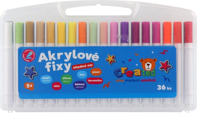 Akrilinių markerų rinkinys 36 vnt. plastikiniame dėkle