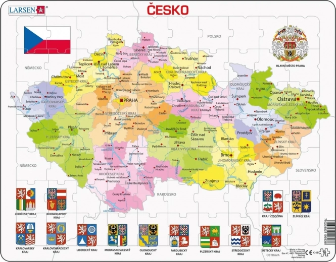 Larsen dėlionė Čekijos Respublikos žemėlapis su kraštais (70 dalių)