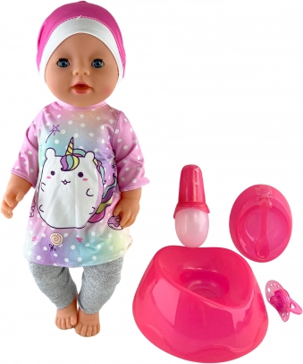 Šlapinėjantis kūdikėlis su priedais 45 cm