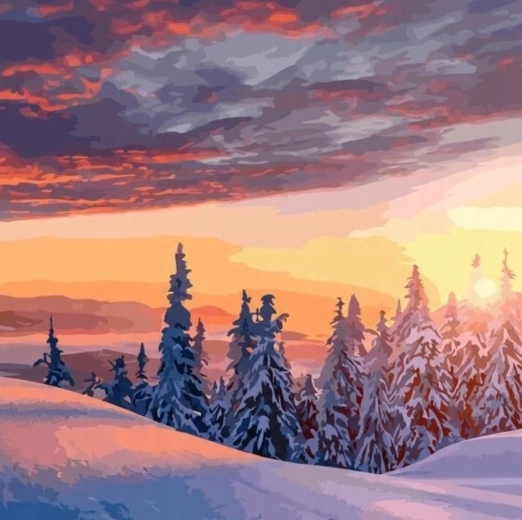 Paint by Numbers Winter Landscape 40 × 50 cm