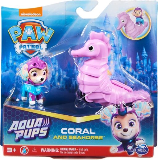 Šunyčiai patruliai Aqua Pups – Coral figūrėlė ir jūrinio arkliuko transportas