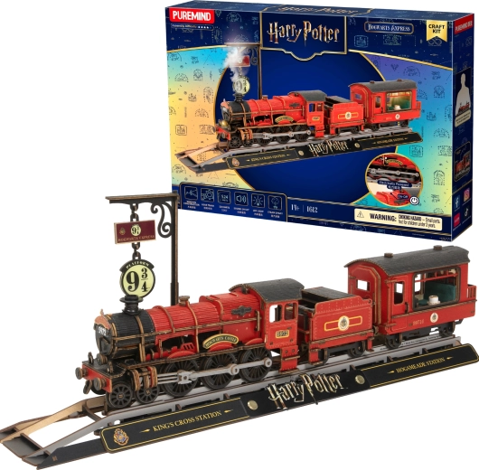 Puremind Harry Potter medinis 3D „Hogwarts Express“ traukinio modelis su šviesa ir garsu