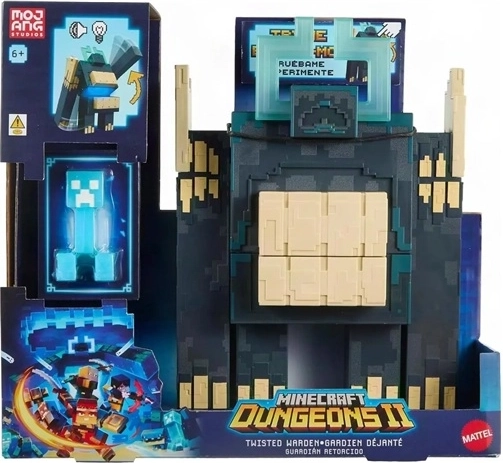 Interactive Minecraft Dungeons Attacking Warden Figure with Creeper