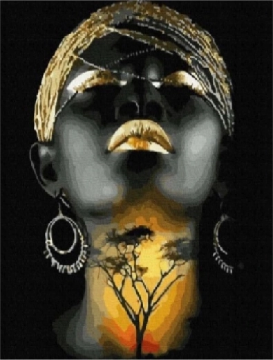 Deimantinė tapyba „Afrikos moteris“ 30 × 40 cm