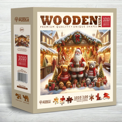 Medinė dėlionė „Kalėdinės mugės“ 1010 detalių Wooden City