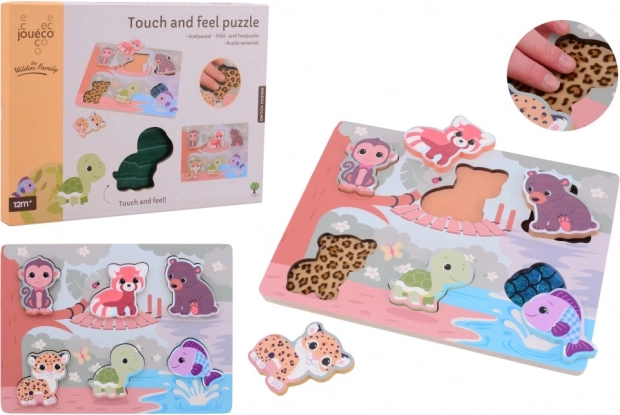 JOUÉCO Wooden Tactile Puzzle with Animals