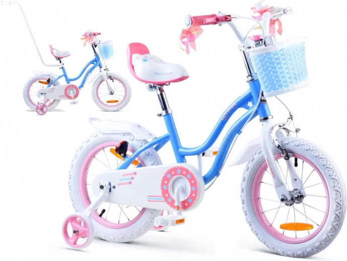 RoyalBaby Star Girl 14-inch Kids' Bike with Basket and Training Wheels – Blue