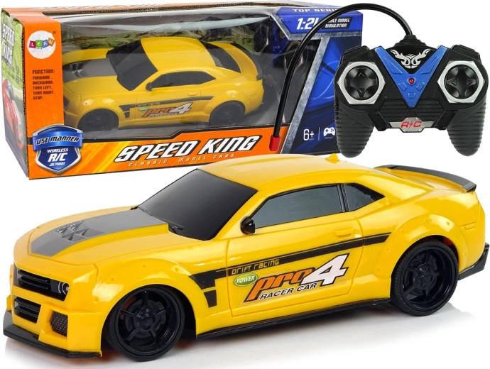 RC sportinis automobilis 1:24 geltonas su tamsintais langais