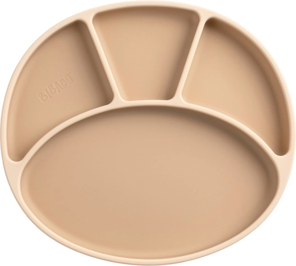 Bibado silicone divided plate with suction cup fawn - 1 piece