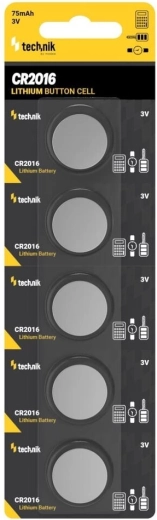 Technik Platinum ličio sagos tipo baterija CR2016 3 V, pakuotė 5 vnt.