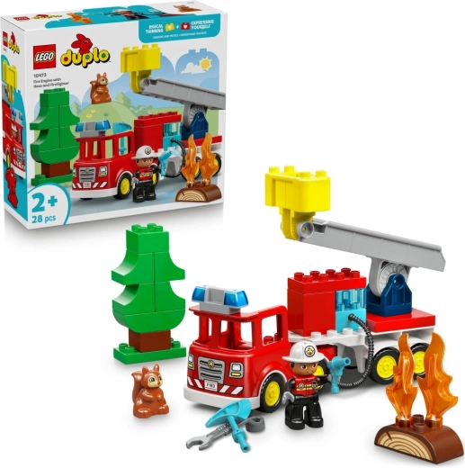 LEGO DUPLO gaisrinis automobilis su žarna ir ugniagesiu