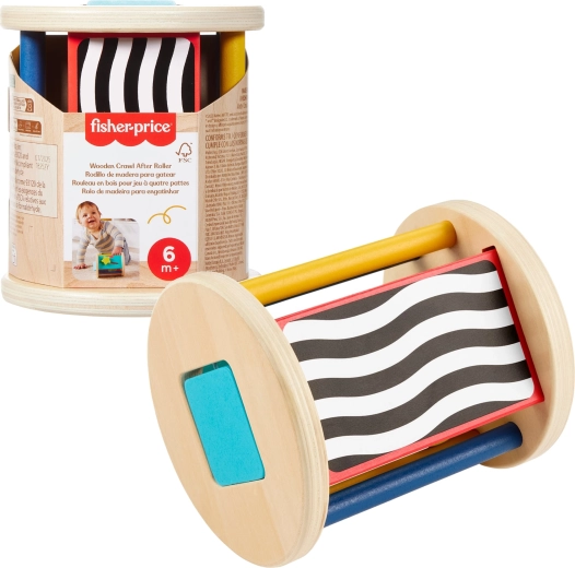 Fisher-Price Wooden Activity Roller for Crawling Babies (Sensory Toy)