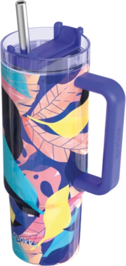 Nerūdijančio plieno termopuodelis Quokka Vibe Midnight Forest su šiaudeliu 880 ml
