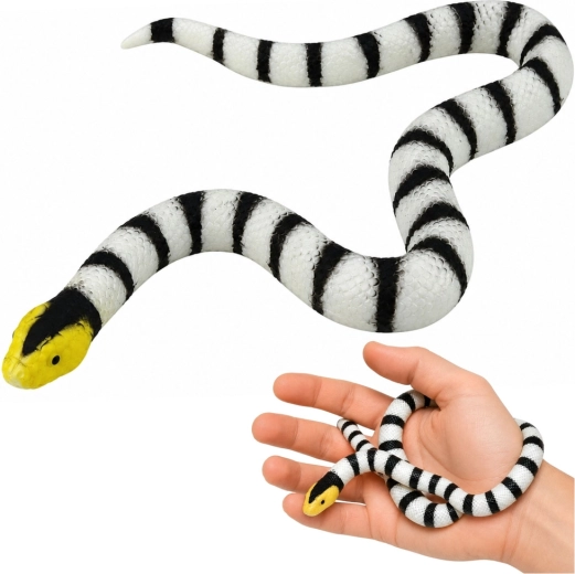 Realistic rubber snake, black and white, 33 cm