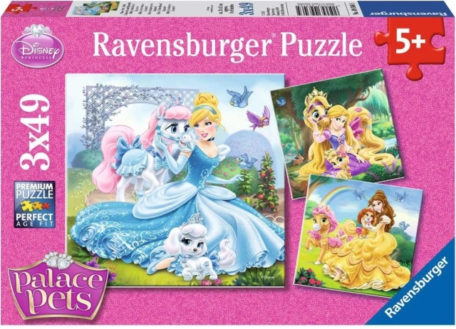 Ravensburger dėlionė Disney princesės ir jų augintiniai 3×49 dalių